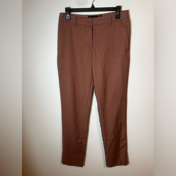 Wildfang Empower Trouser Pants Dusty Rose Tapered Leg Stretch Mid Rise Size 6 - Picture 2 of 6